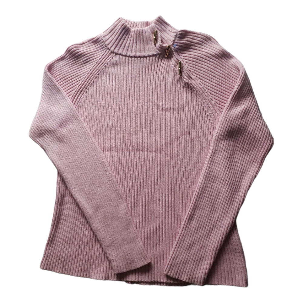Lauren by ralph lauren pink pullover gold toggle button cotton sweater womens XL